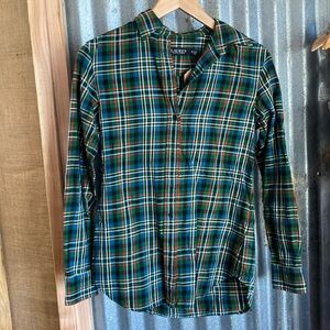 Ralph lauren plaid green shirt womens XS